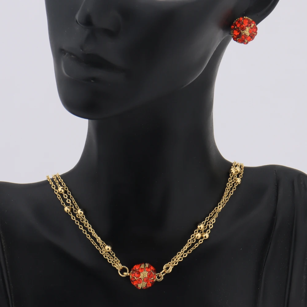 Luxury Italy Gold Color Jewelry Set for Women Bridal Fashion Micro Inlaid Crystal Earring Necklace Wedding African Banquet Gift