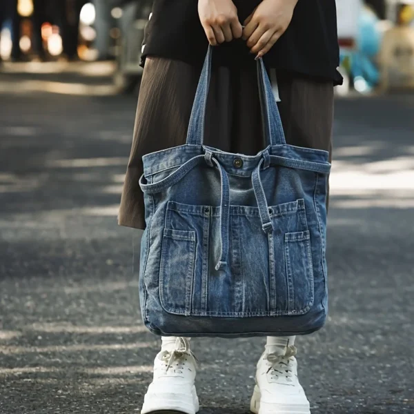 Casual Handbag Large Capacity Denim Tote Bag Fashionable Everything High Appearance Level Shoulder Bag Commuter Underarm Bag