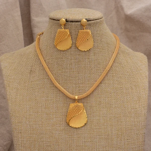 Women Jewelry Set Gold Plated High Quality Party African Bridal Flower Jewelry Set