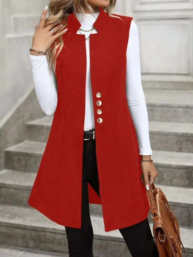 New Autumn/Winter Women’s Woolen Suit Vest Elegant Sleeveless Outerwear coats