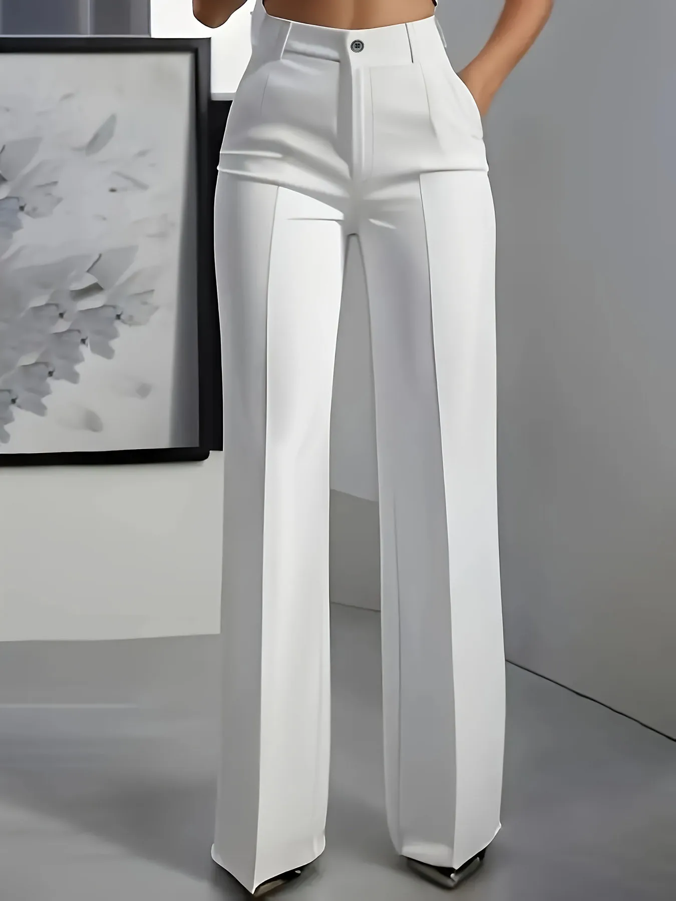 European and American cross-border 2025 new women’s high-waisted, draped, straight-cut, simple suit pants for women