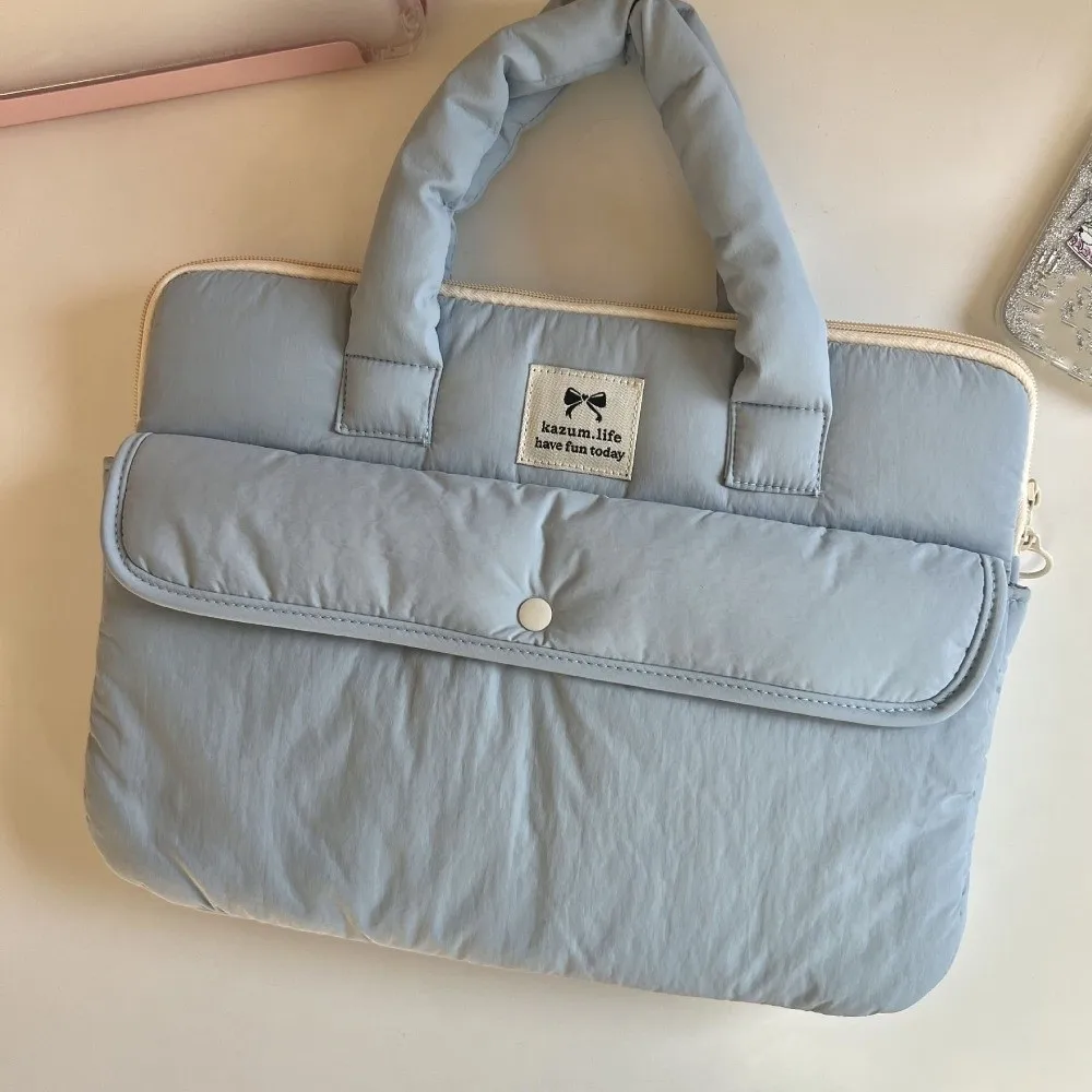 Handbags 15.6inch Portable Laptop Bags Bow with Handle Laptop Case Cute Soft Material Notebook Sleeve Women's Bag - Image 3