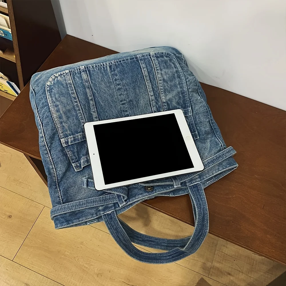 Casual Handbag Large Capacity Denim Tote Bag Fashionable Everything High Appearance Level Shoulder Bag Commuter Underarm Bag