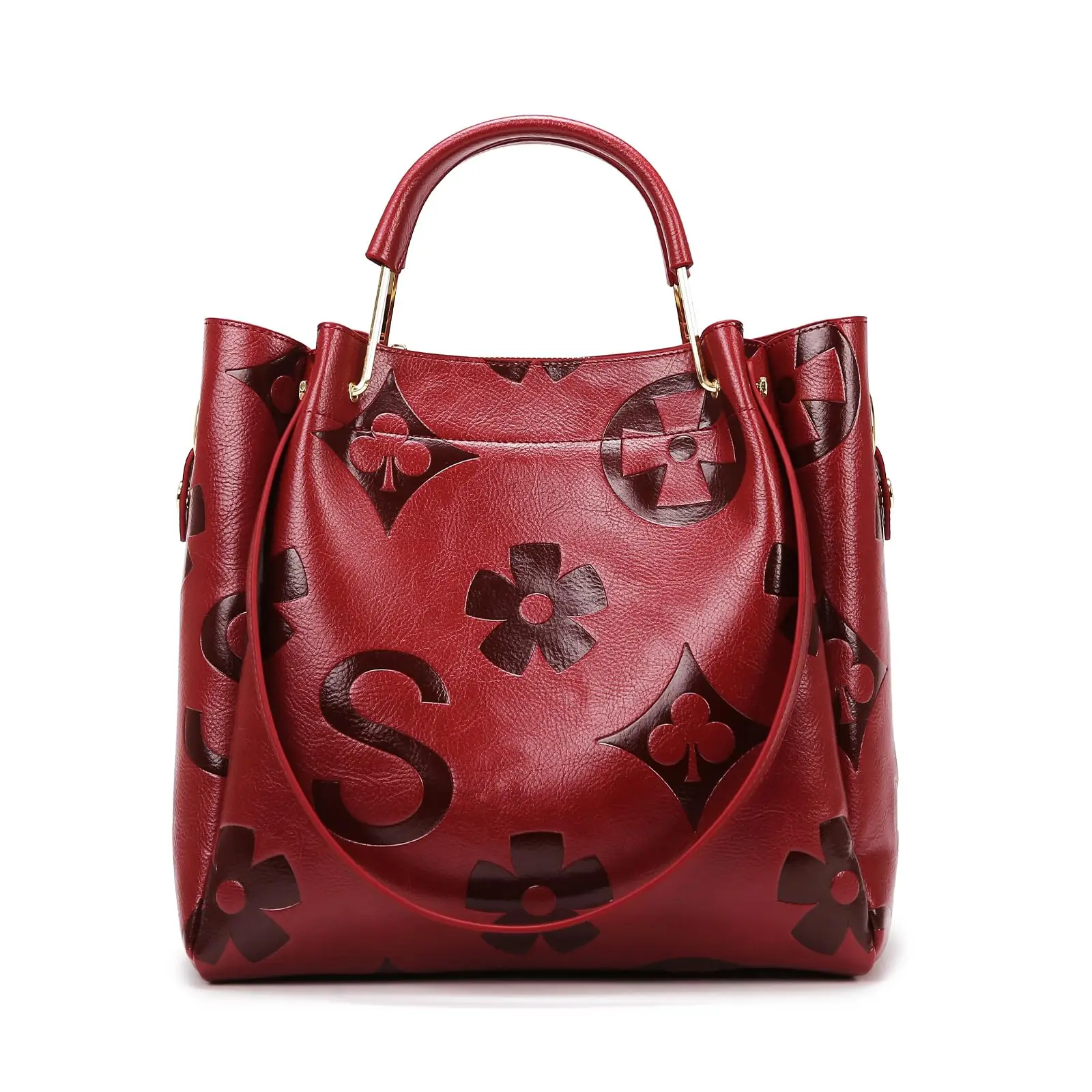 Women's Top-handle Handbags Large Shoulder Bag Embossed Leather Top Handle Handbag Set Ladies Bucket Hobo Tote For Work Travel - Image 8