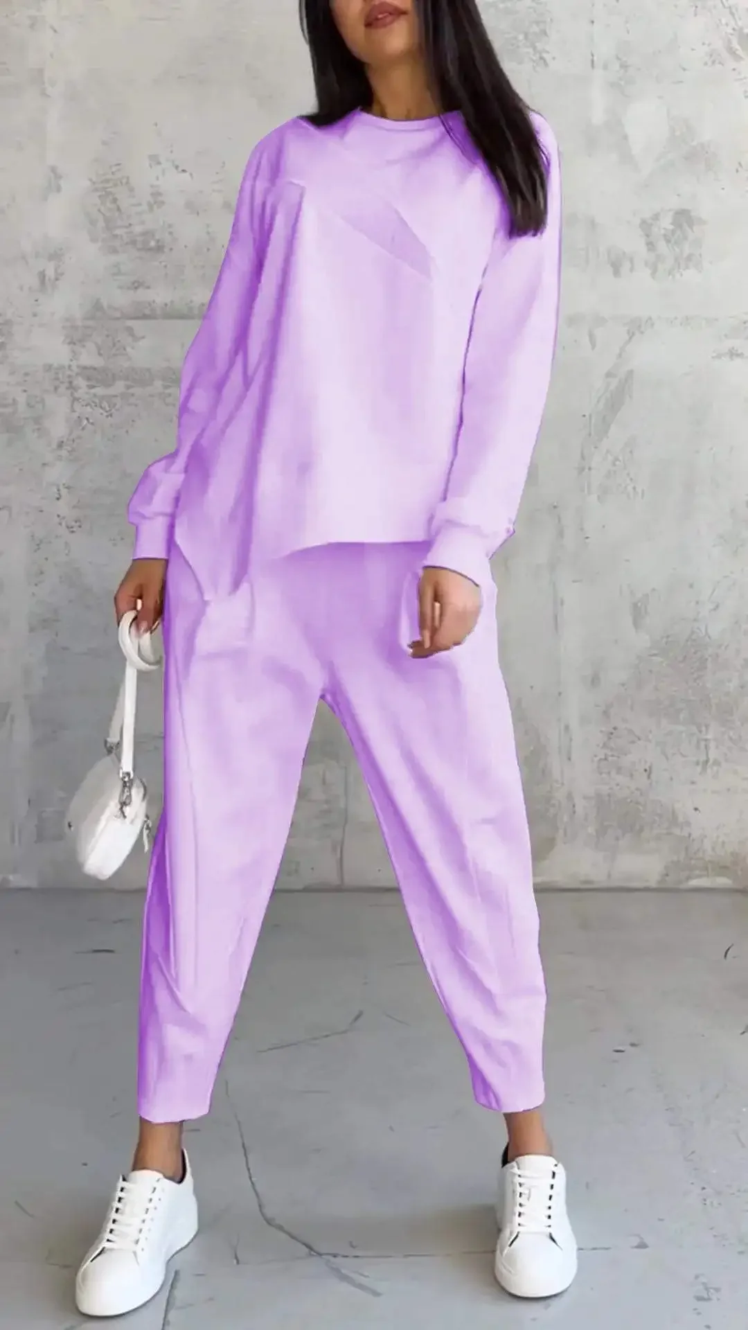 Women Casual 2 Piece Sets Solid Irregular Sweatwear Tops Jogger Pants Suit Women Sport Two Piece Outfit - Image 7