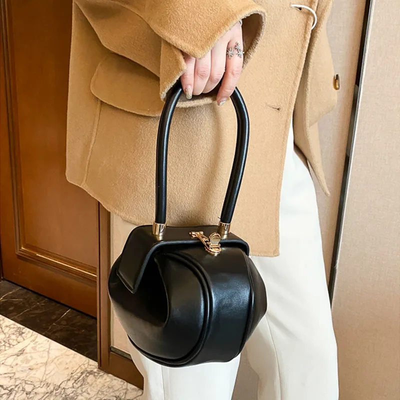 Round Ball Women’s Handbag Brand Designer Bowling Bag PU Leather Mini Shoulder Bags Female Luxury Purse Fashion Armpit Bag