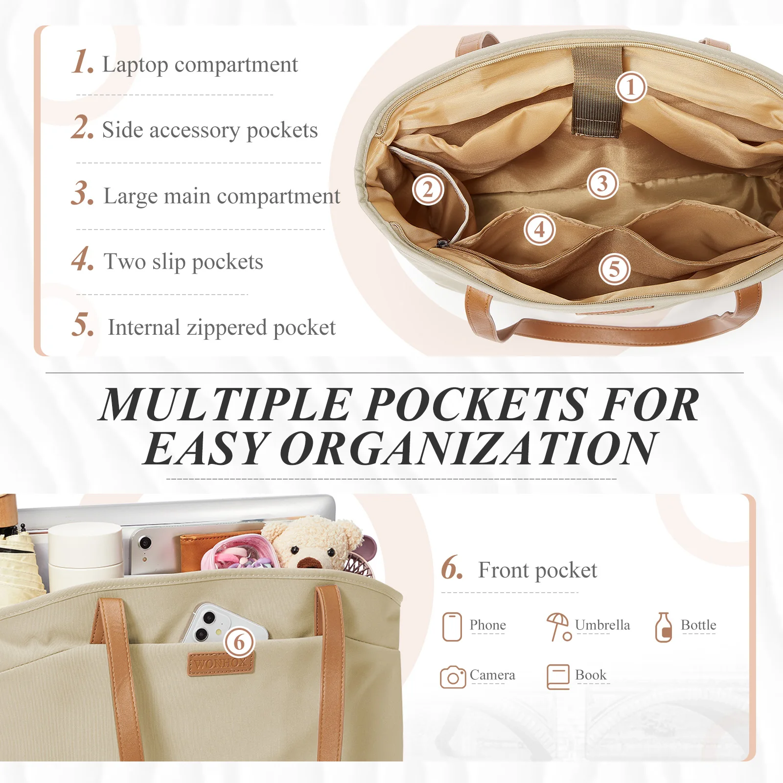 Handbags, Tote Bag for Women, Large Capacity Shoulder Bag, Storage Bags for Teacher Nurses’s Suitable for Everyday Outings Work