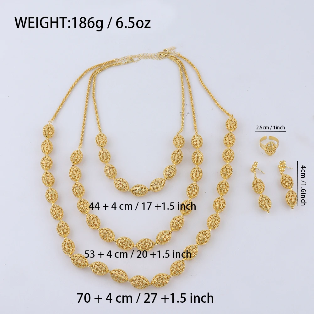 women  jewelry set indian arabic african ethiopian golden color jewelry set Hollow Out Oval Necklace Earrings Ring free shipping