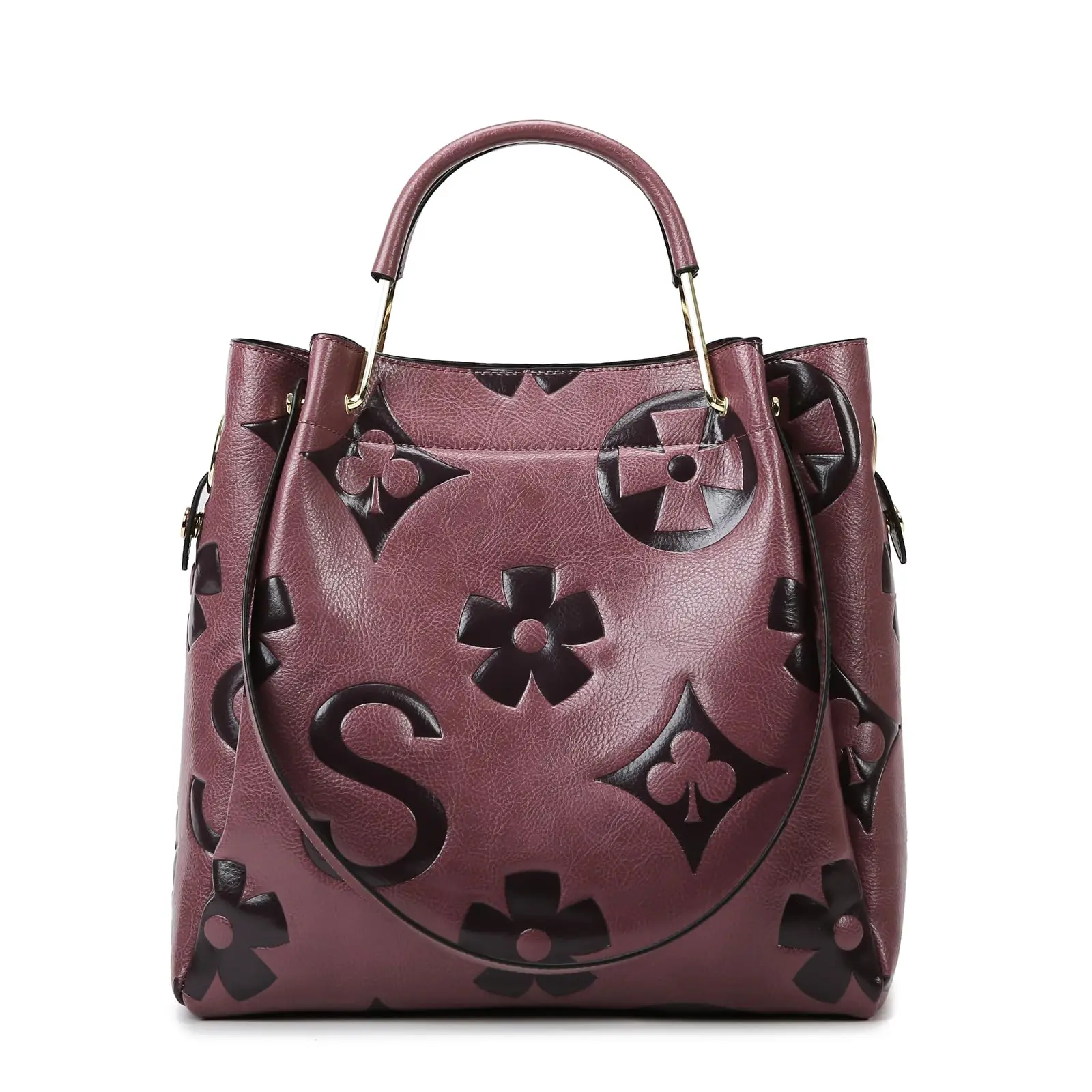 Women's Top-handle Handbags Large Shoulder Bag Embossed Leather Top Handle Handbag Set Ladies Bucket Hobo Tote For Work Travel - Image 9