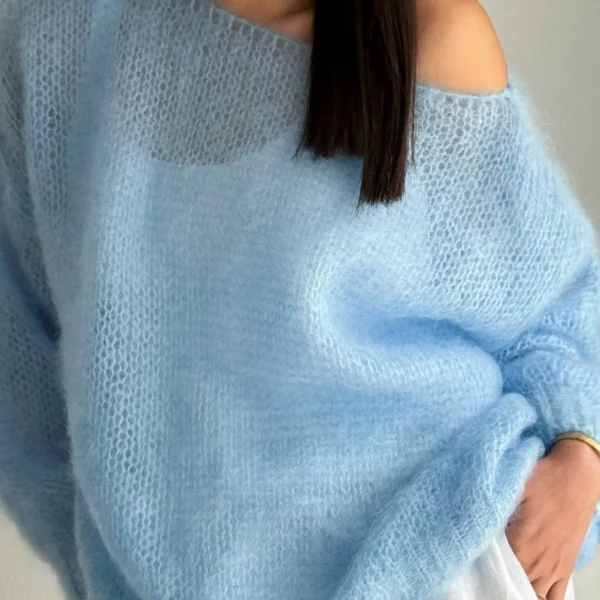 Women'S Casual Sweater   Soft  Comfortable Off Shoulder Pullover in Light Blue Perfect for Spring Fall  Casual Attire Casual S