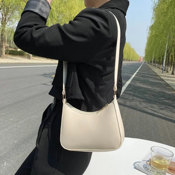 2024 New Women's Fashion Handbags Retro Solid Color PU Leather Shoulder Underarm Bag Casual Women Hobos Handbags