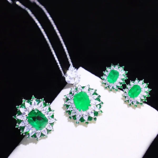 Jewelry Palace - Di Lin Princess Edition - Sapphire - Emerald - 925 Sterling Silver Pendant Necklace Ring Set - For Women to Wea