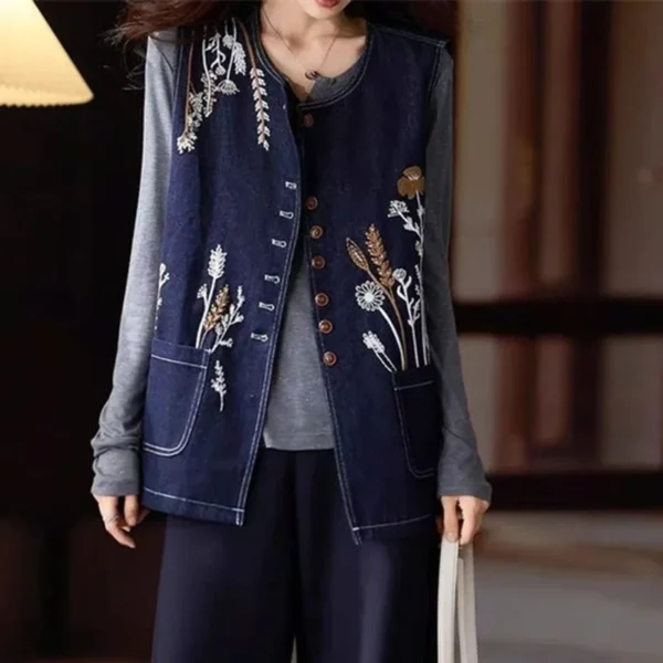 European Women Cowboy Sleeveless Jacket Spring Autumn Female Fashion Embroidery Waistcoat Coat Ladies Large Size 5XL Denim Vest