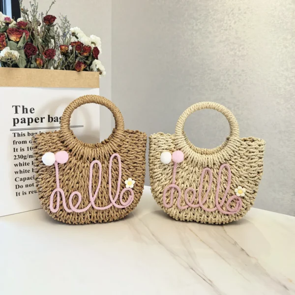 New Summer Handbag Handmade Straw Bag Fashion Handbag Fashion Shoulder Womens Bag Sweet Hand Solid Color Handbag Casual Bag