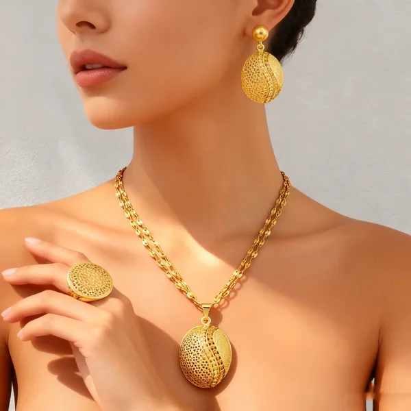 dubai jewelry gold sets Necklace and earrings set for women high quality plated jewelry sets weddings mother gifts