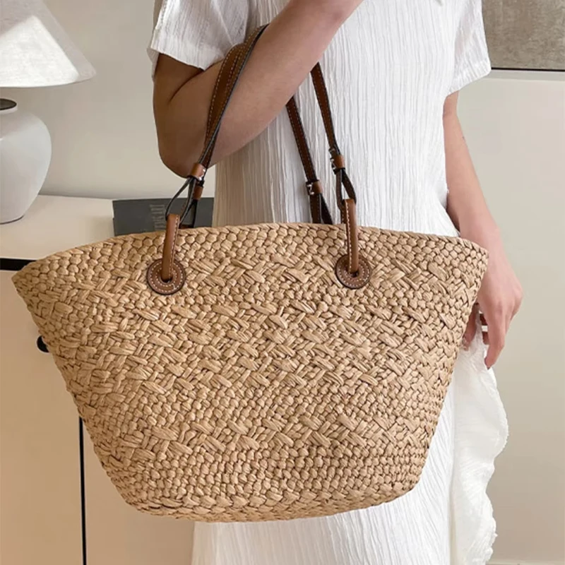 New Shoulder Bag Handmade Straw Woven Large Capacity Brand Highquality Basket Bag Summer Beach Vacation Fashion Handbag Forwomen
