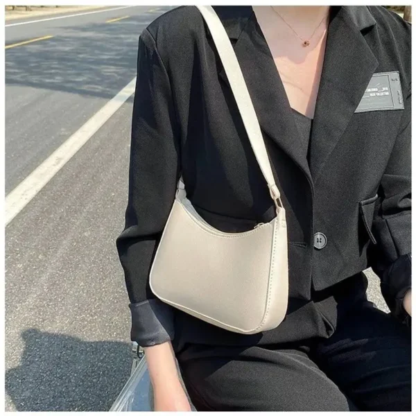Women's Fashion Handbags Retro Solid Color PU Leather Shoulder Underarm Bag Casual Women Hobos Handbags sac à main femme