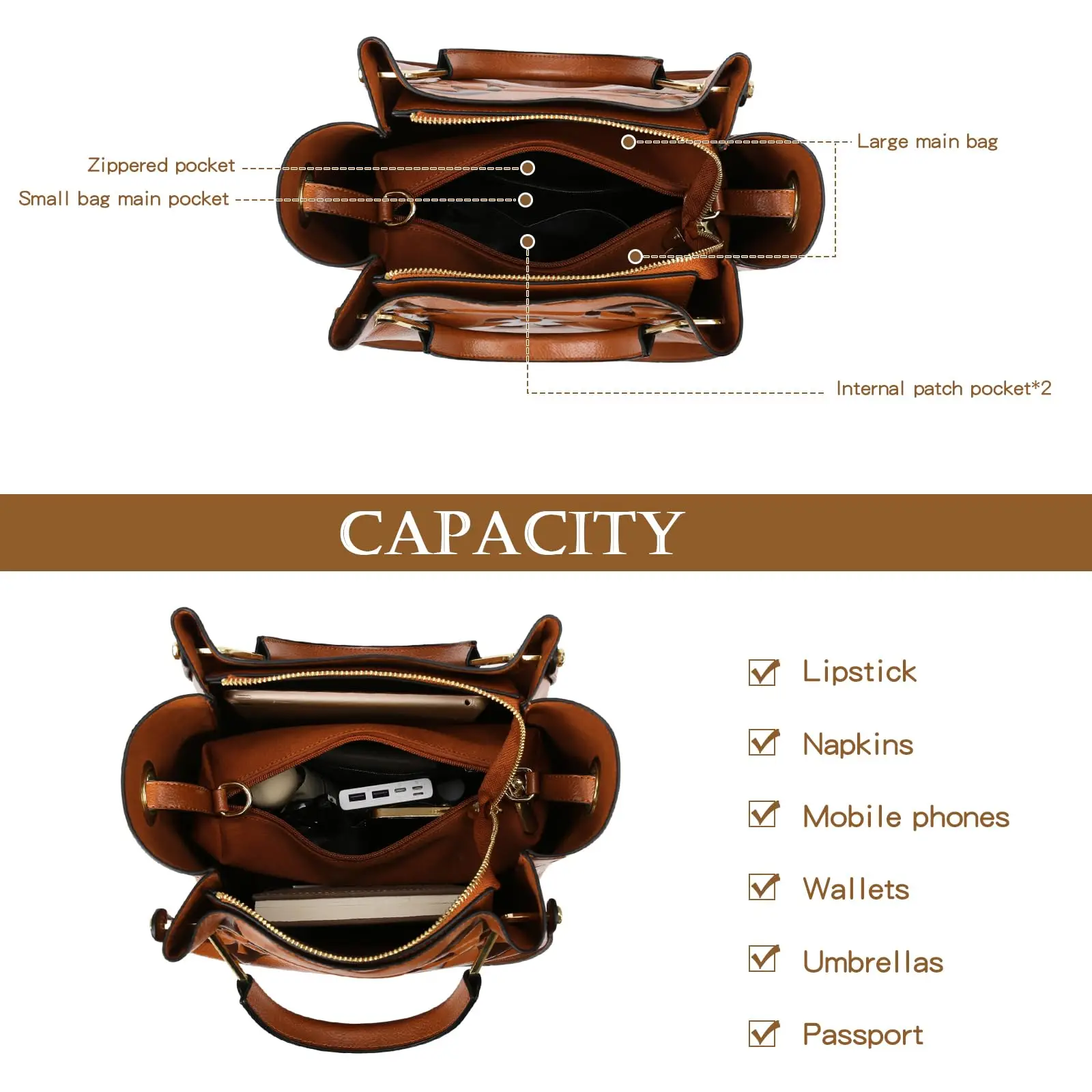 Women's Top-handle Handbags Large Shoulder Bag Embossed Leather Top Handle Handbag Set Ladies Bucket Hobo Tote For Work Travel - Image 6