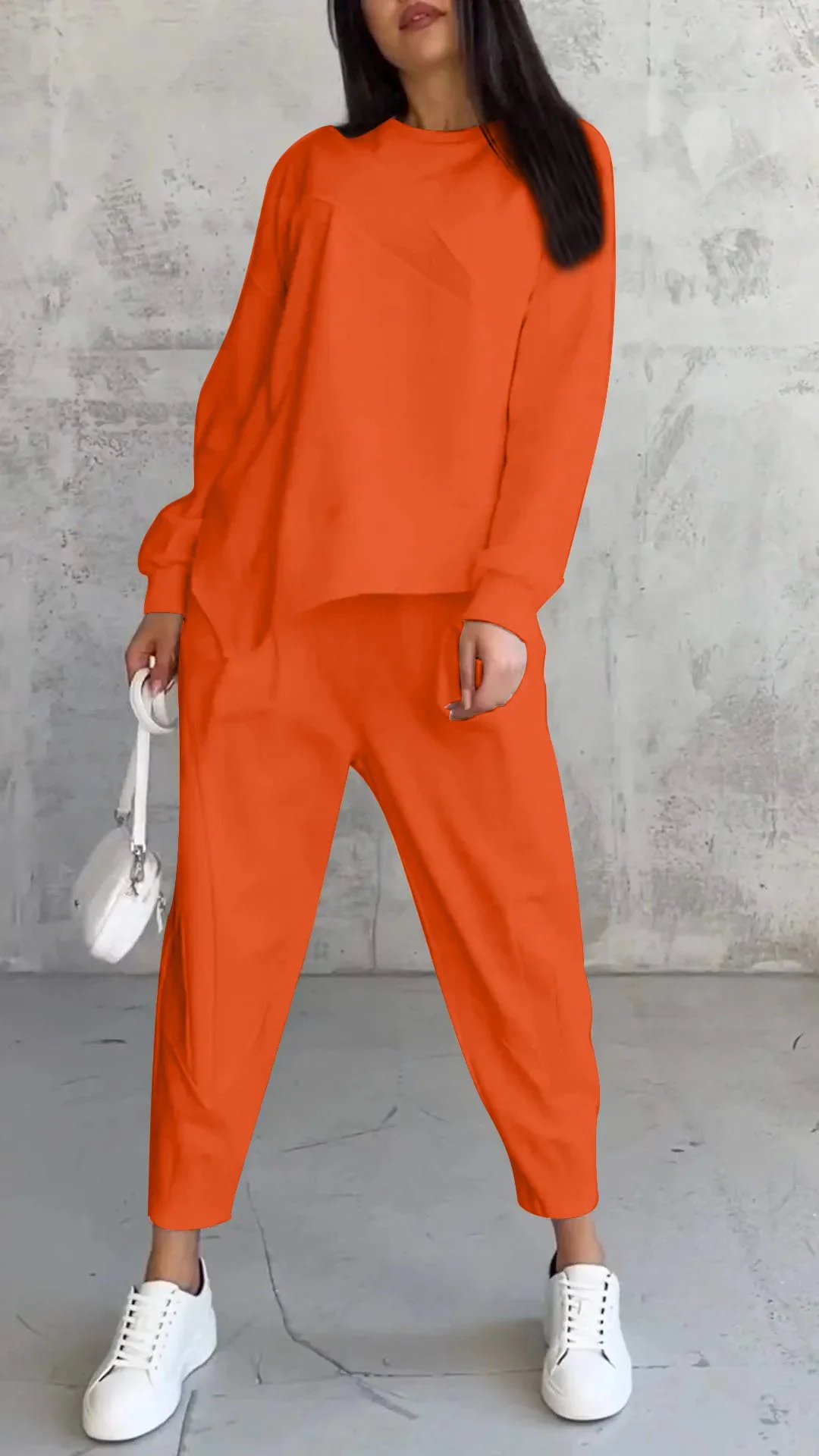 Women Casual 2 Piece Sets Solid Irregular Sweatwear Tops Jogger Pants Suit Women Sport Two Piece Outfit - Image 6