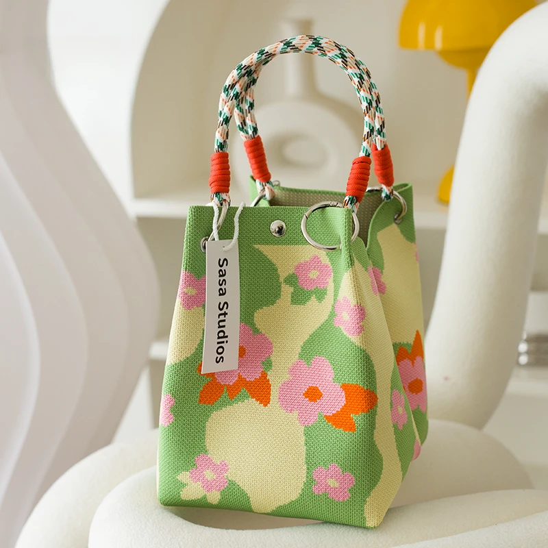 Women’s Knitted Handbag Tote Bag – Fashion Water Bucket Purse for Work, Travel, Shopping