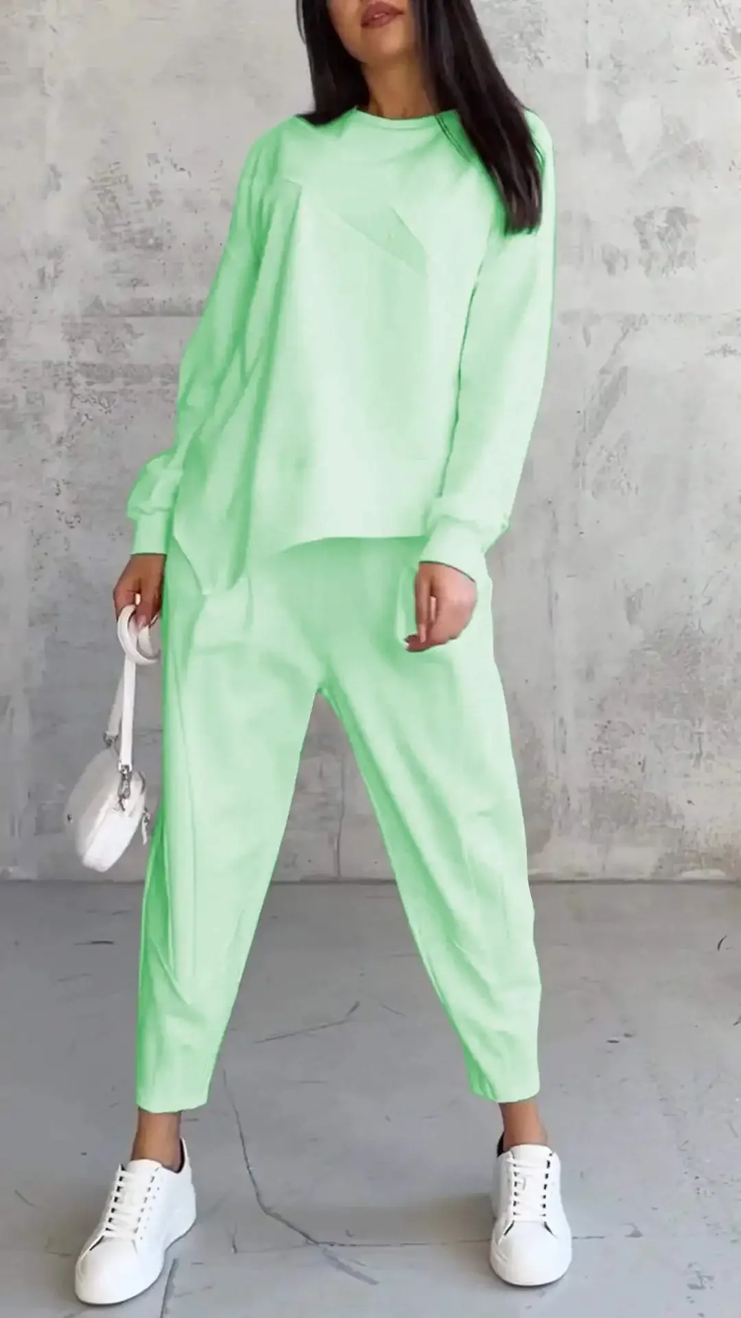 Women Casual 2 Piece Sets Solid Irregular Sweatwear Tops Jogger Pants Suit Women Sport Two Piece Outfit - Image 5