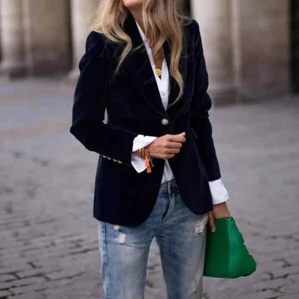 Women's Clothing European American Clothing Autumn Winter New Style Fashion Elegant Coats Solid Color Suit Jacket
