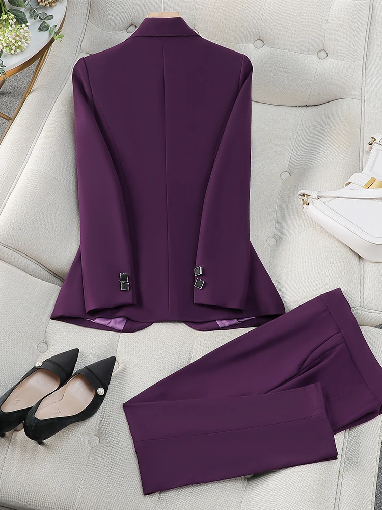 Autumn Winter Women Pant Suit Office Ladies Female Business Work Wear 2 Piece Set Formal Blazer Jacket And Trouser