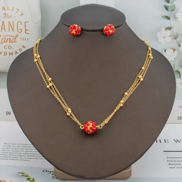 Luxury Italy Gold Color Jewelry Set for Women Bridal Fashion Micro Inlaid Crystal Earring Necklace Wedding African Banquet Gift