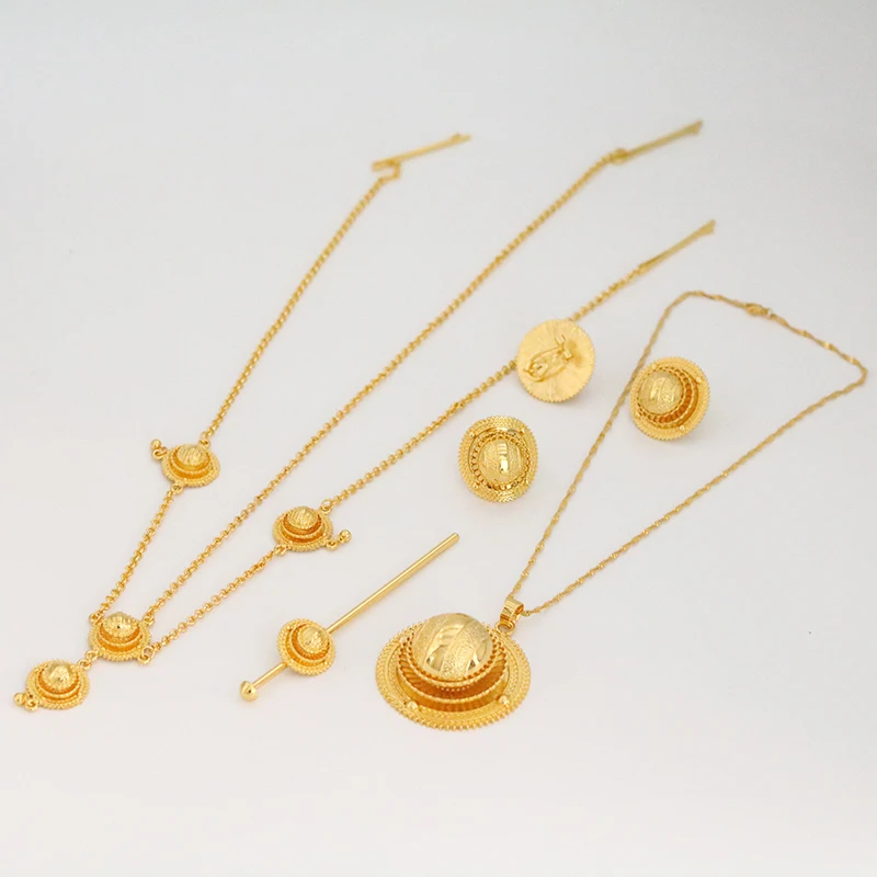 Ethiopian women’s jewelry set, hairpins, headbands, earrings, bracelets, rings, pendants, African brides’ wedding gifts