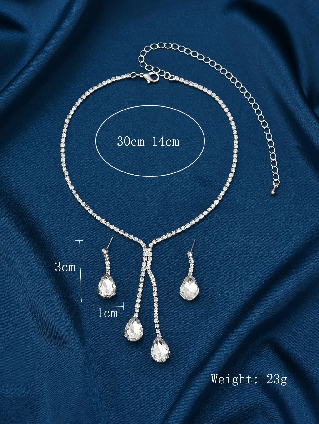 Simple jewelry, sparkling water droplets, wedding claw chain, banquet chain, necklace, earrings, bridal set, women’s jewelry