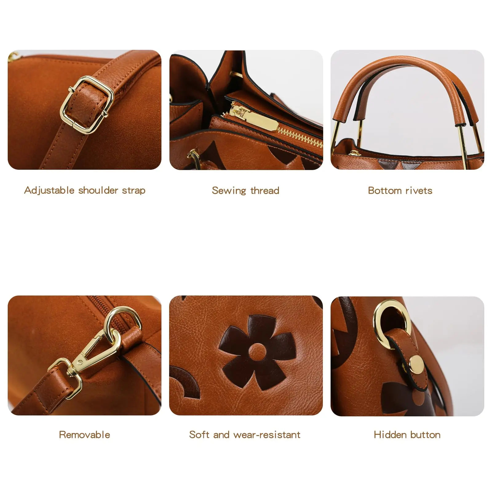 Women's Top-handle Handbags Large Shoulder Bag Embossed Leather Top Handle Handbag Set Ladies Bucket Hobo Tote For Work Travel - Image 5