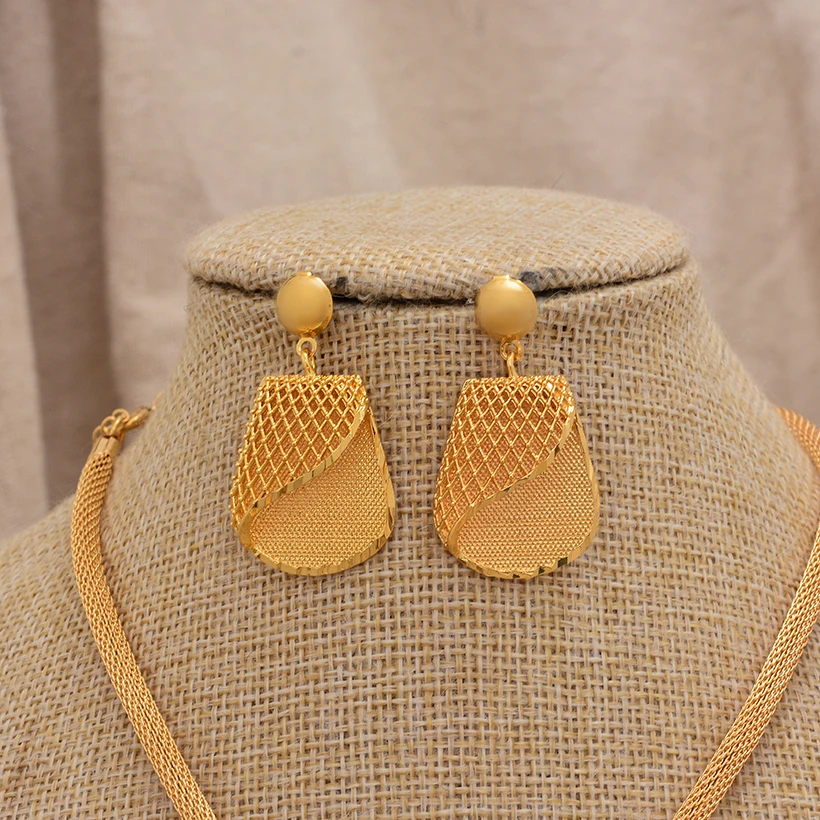 Women Jewelry Set Gold Plated High Quality Party African Bridal Flower Jewelry Set