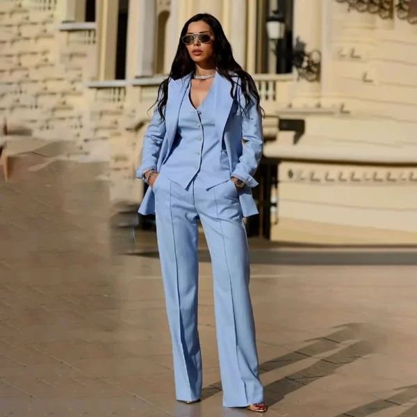 Women's Suits 3 Pieces Jacket Pants Vest Smart Casual Office Female Clothing High Quality Chic Outfits Formal Blazer Sets