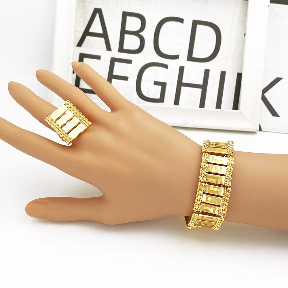 Dubai Jewelry Set Women Luxury Design High-end Gold Plated Necklace Bangle Earring Ring Daily Wear Accessory Ideal Gift - Image 6