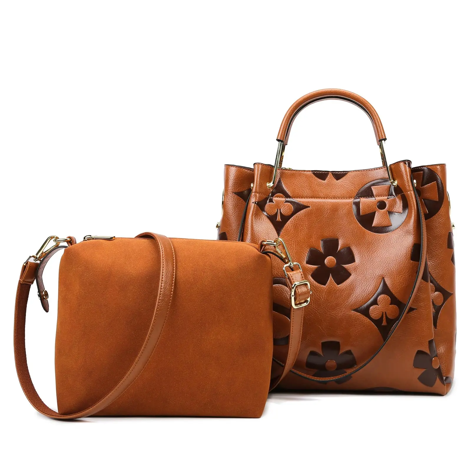 Women's Top-handle Handbags Large Shoulder Bag Embossed Leather Top Handle Handbag Set Ladies Bucket Hobo Tote For Work Travel - Image 4