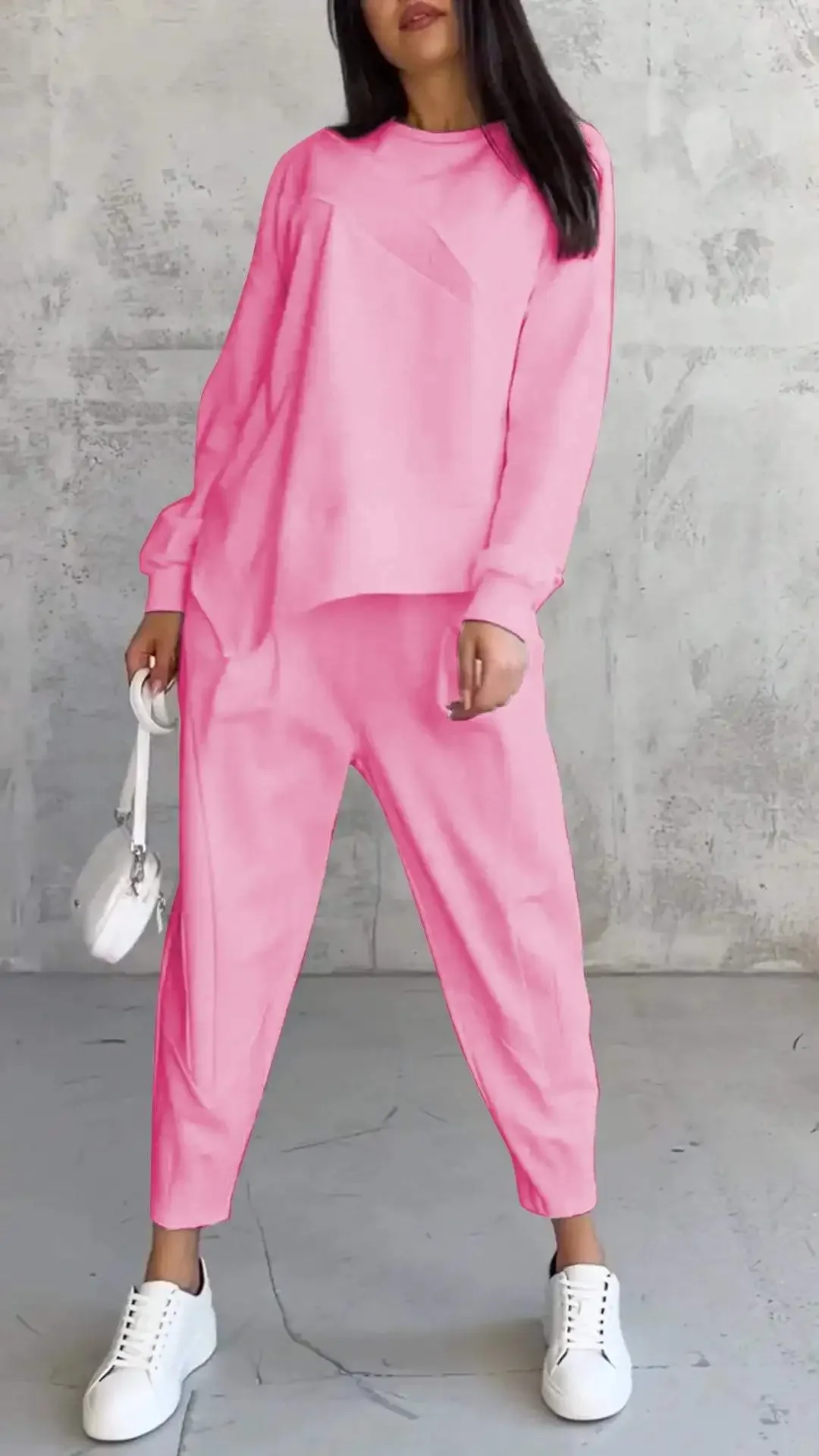 Women Casual 2 Piece Sets Solid Irregular Sweatwear Tops Jogger Pants Suit Women Sport Two Piece Outfit - Image 8