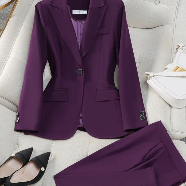Autumn Winter Women Pant Suit Office Ladies Female Business Work Wear 2 Piece Set Formal Blazer Jacket And Trouser