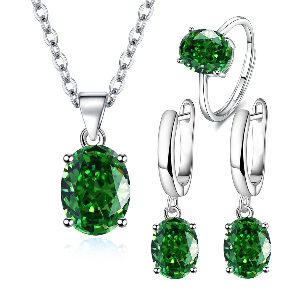 925 Silver Jewelry Sets Elegant Women's Ring Earrings Necklace Wedding Bridal Engagement Accessories - Image 5