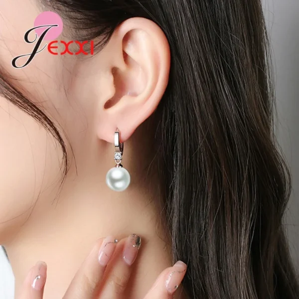 925 Stering Silver Jewelry Set For Lady Wedding Party Fine Ornaments Gift Colar Feminina Earring And Necklace With Pearls