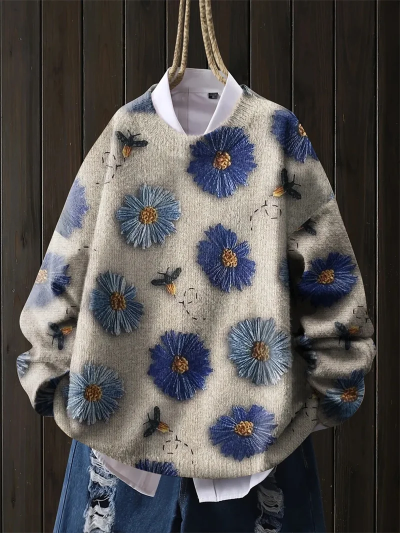 Women’s Sweater Woman Clothes New Fashionable and Age-Reducing Fashion Pullover with beautiful design Loose printed sweater