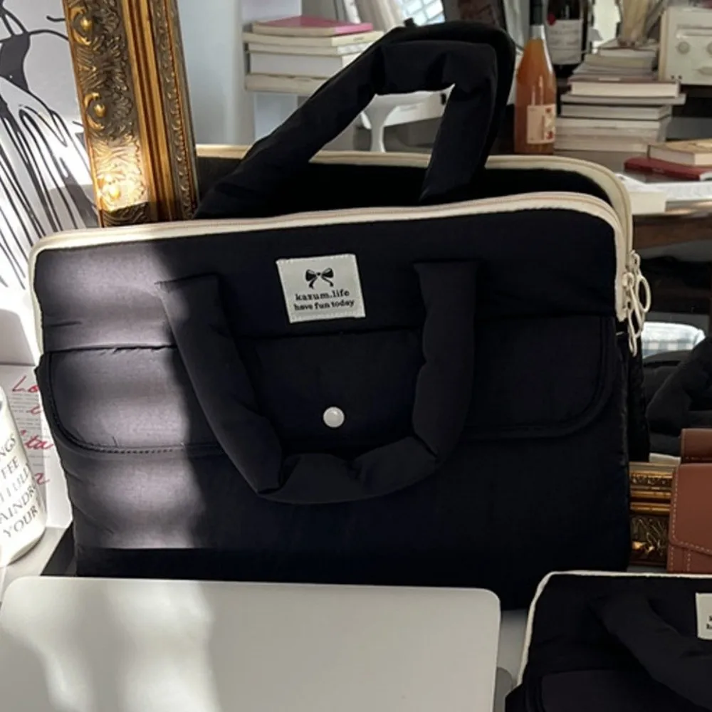 Handbags 15.6inch Portable Laptop Bags Bow with Handle Laptop Case Cute Soft Material Notebook Sleeve Women's Bag - Image 4