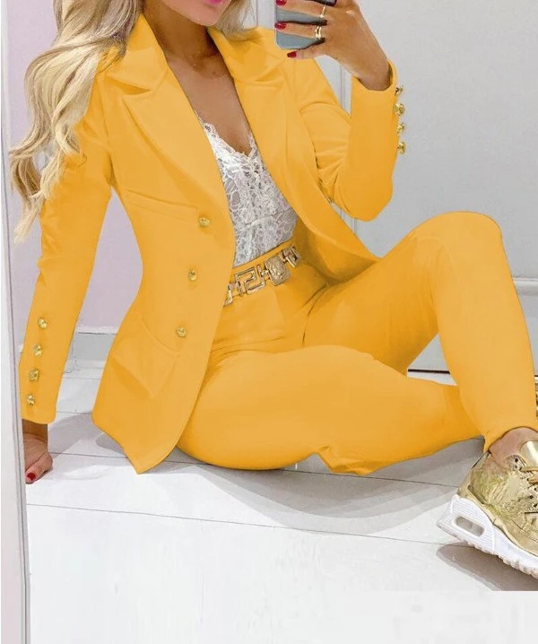 Women’s Autumn Clothes Two Piece Set Female Coats and Pants Fashion Versatile Casual Long Sleeve Jacket and Trousers Suit 2023