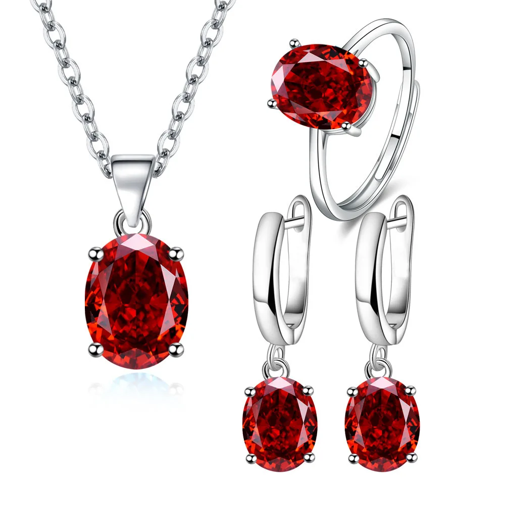 925 Silver Jewelry Sets Elegant Women's Ring Earrings Necklace Wedding Bridal Engagement Accessories - Image 4