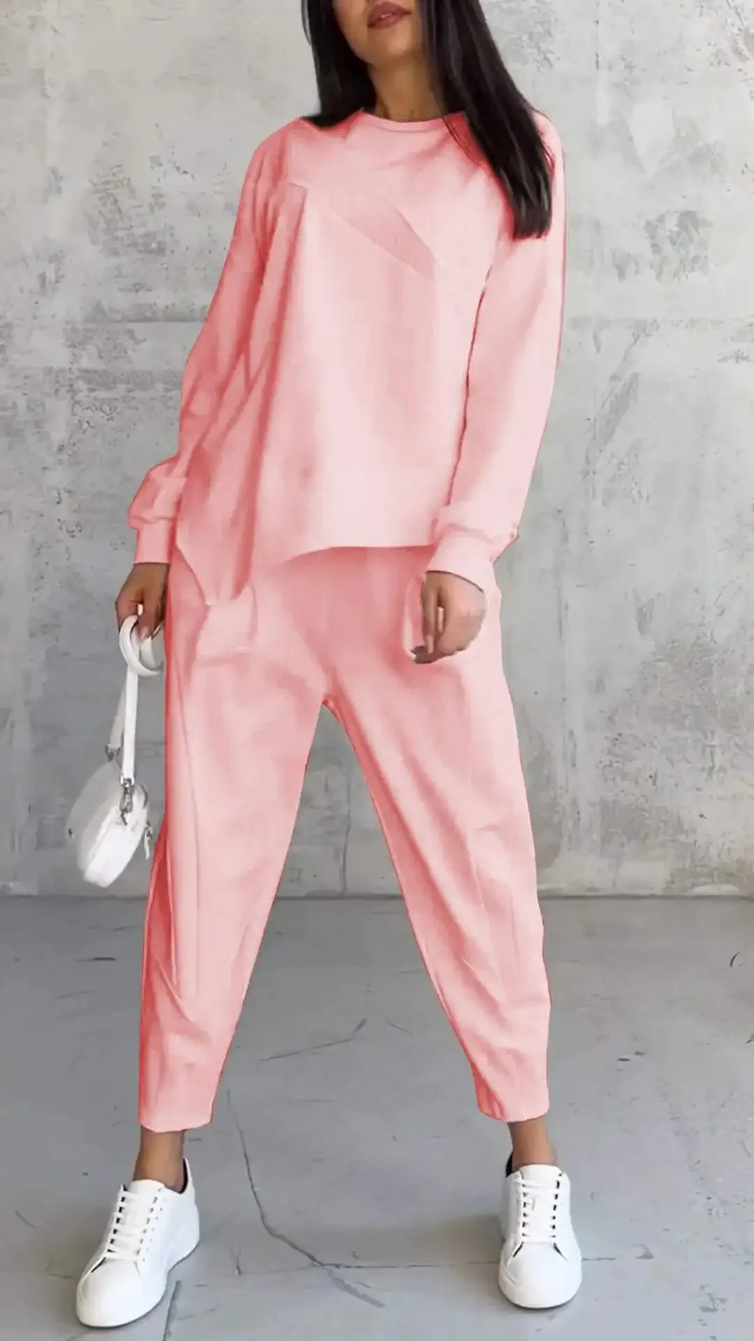 Women Casual 2 Piece Sets Solid Irregular Sweatwear Tops Jogger Pants Suit Women Sport Two Piece Outfit - Image 10