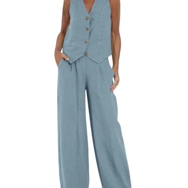 Women's Clothing 2024 Spring Summer New Fashionable Vest Pants Collage Splicing Pure Sleeveless Color Temperament Casual Suit