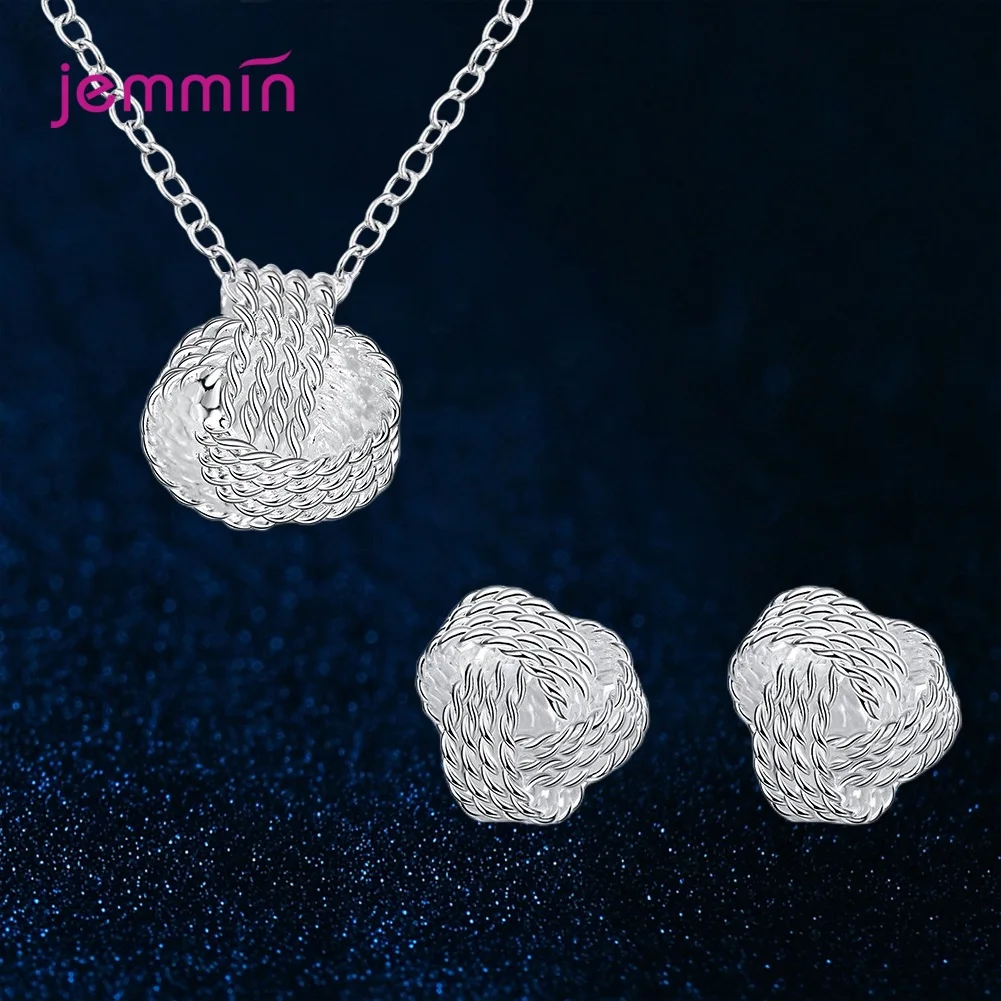 Elegant Fashion Jewelry Sets 925 Sterling Silver High Quality Earrings Necklace Set For Women Girls Wedding Dress