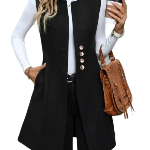 New Autumn/Winter Women's Woolen Suit Vest Elegant Sleeveless Outerwear coats
