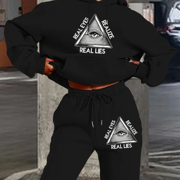 women's autumn winter clothing Hoodies Sweatshirt Trackpants 2-piece set Cotton Fashion drawstring Oversized pullover and pants